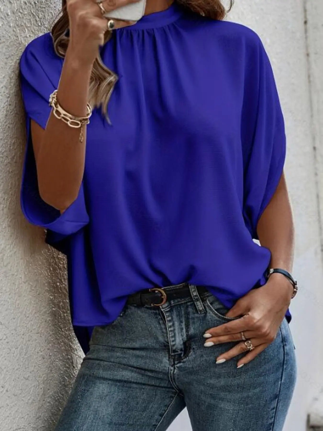 Mock collar winged blouse Miss Sparkling