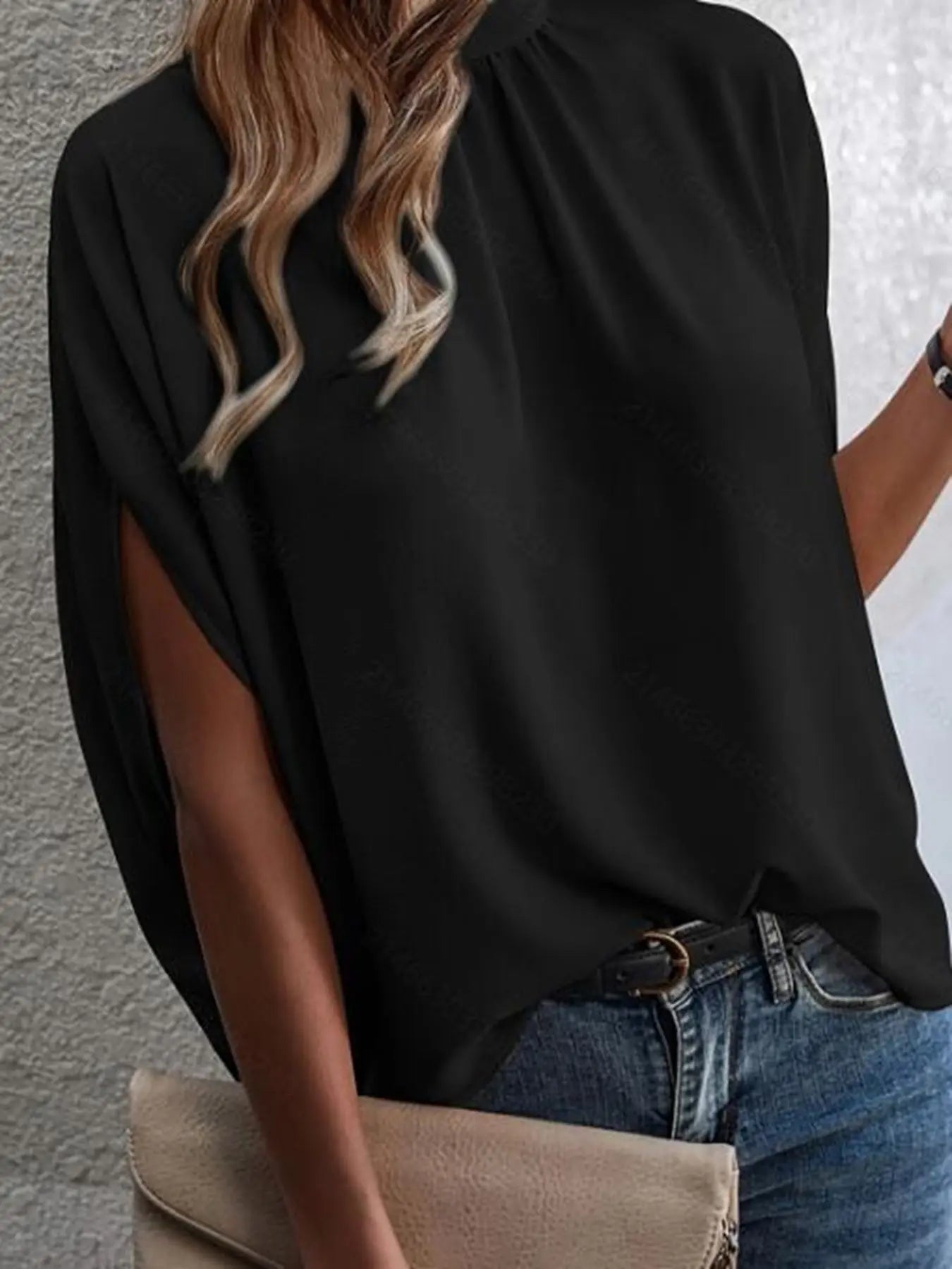 Mock collar winged blouse Miss Sparkling