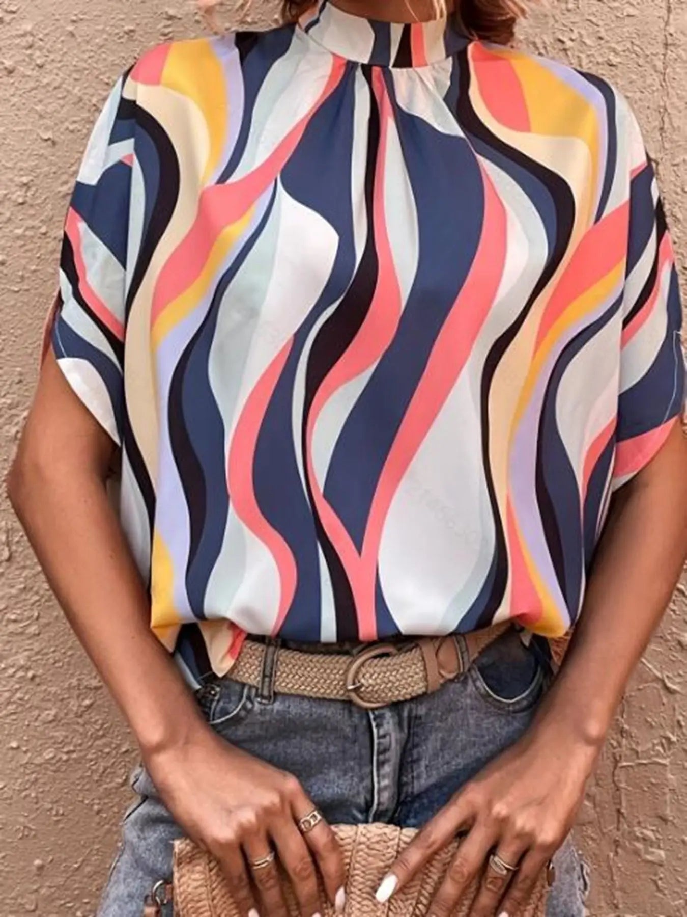 Mock collar winged blouse Miss Sparkling