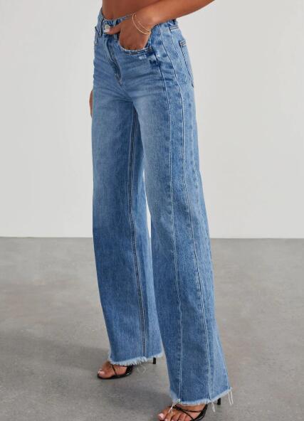 High Waisted Denim Wide Leg Jeans Miss Sparkling