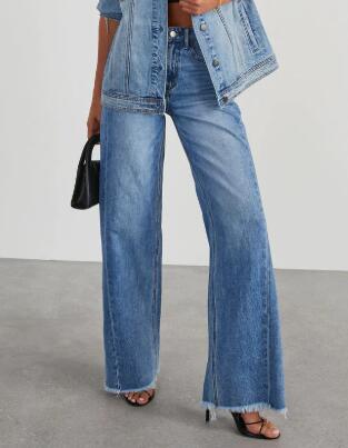 High Waisted Denim Wide Leg Jeans Miss Sparkling