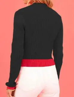 Ribbed Heart Sweater With Soft Knit Fabric Crew Neck And Elastic Cuffs Miss Sparkling