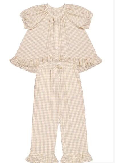 Miss Sparkling gingham lounge set flat lay displaying complete two piece coordinates