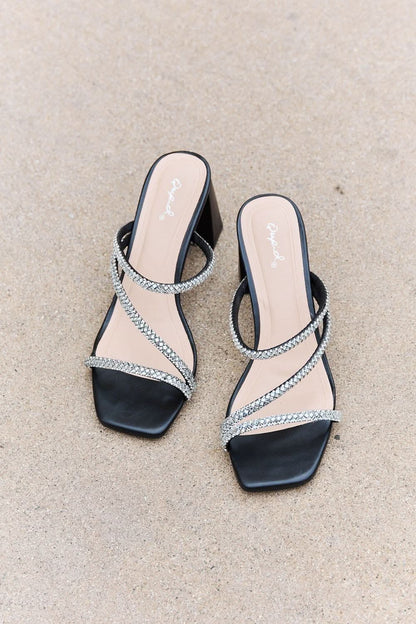 Qupid Level Up Rhinestone Strap Heels 