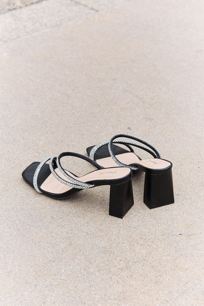 Qupid Level Up Rhinestone Strap Heels 