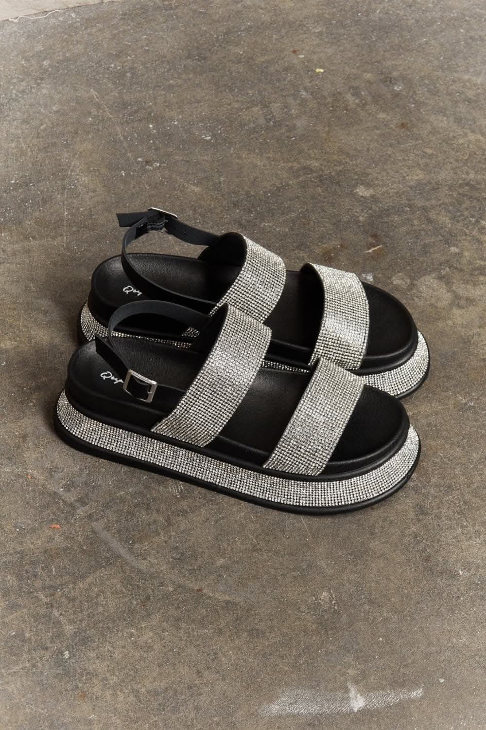 Qupid rhinestone slingback sandals - Love Salve 