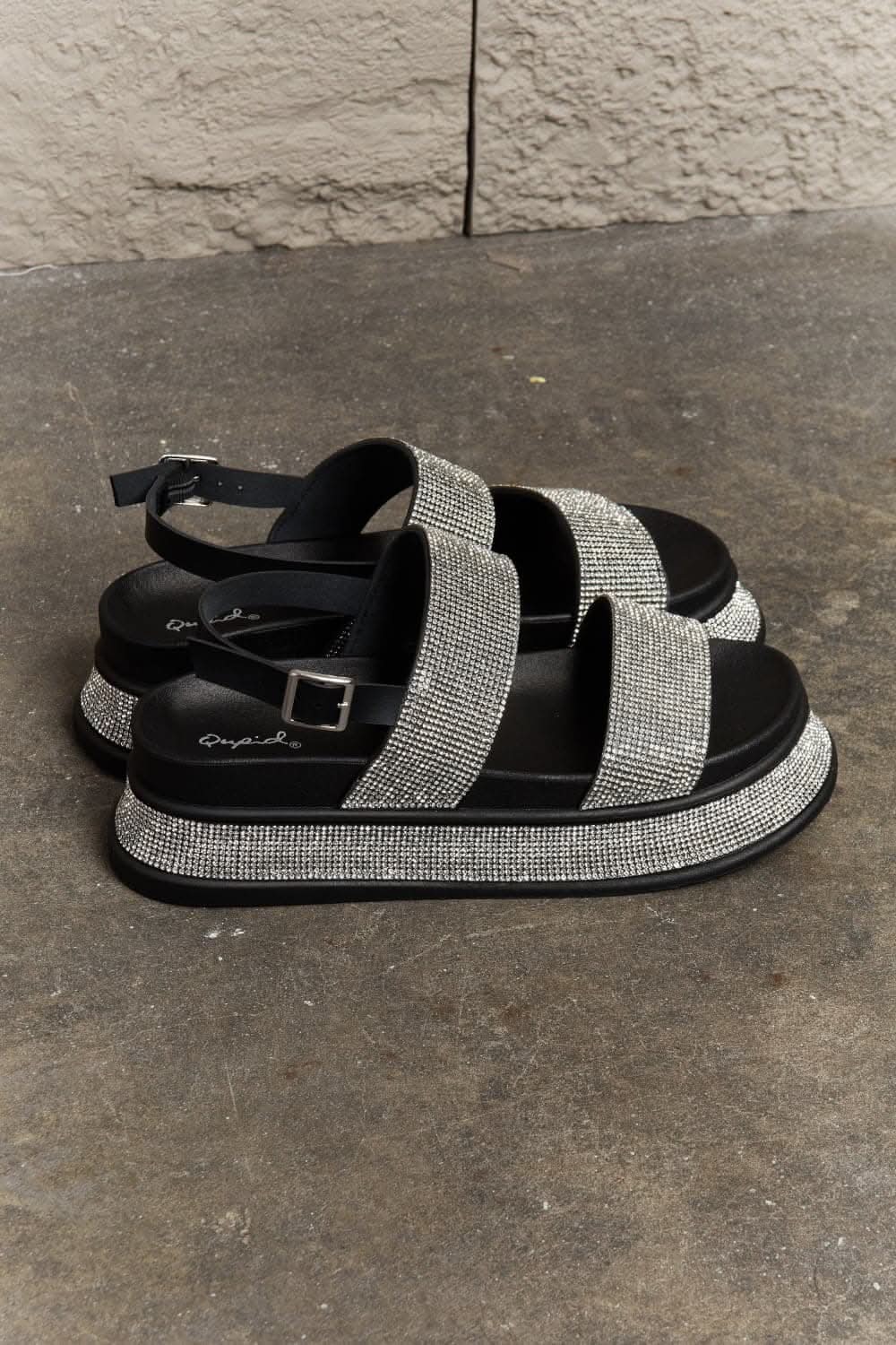 Qupid rhinestone slingback sandals - Love Salve 