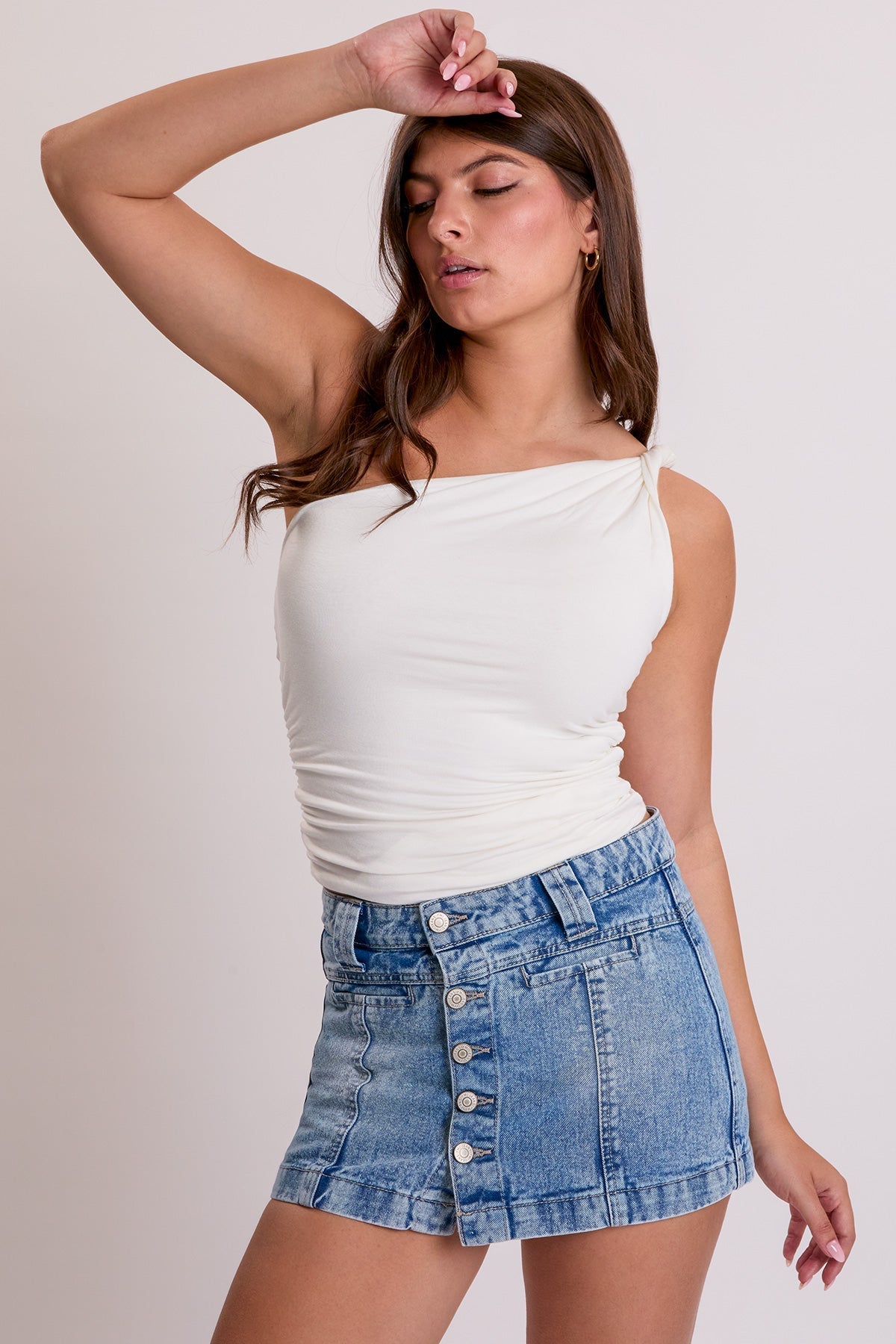 Women's Button Front Skort YMI JEANS