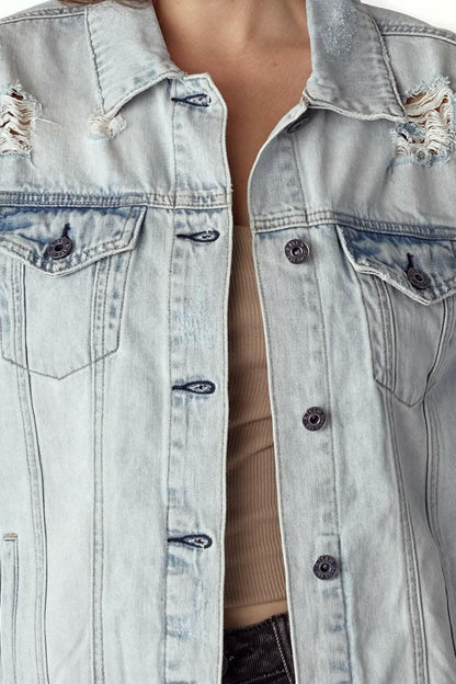 RISEN Distressed Button Up Jacket 