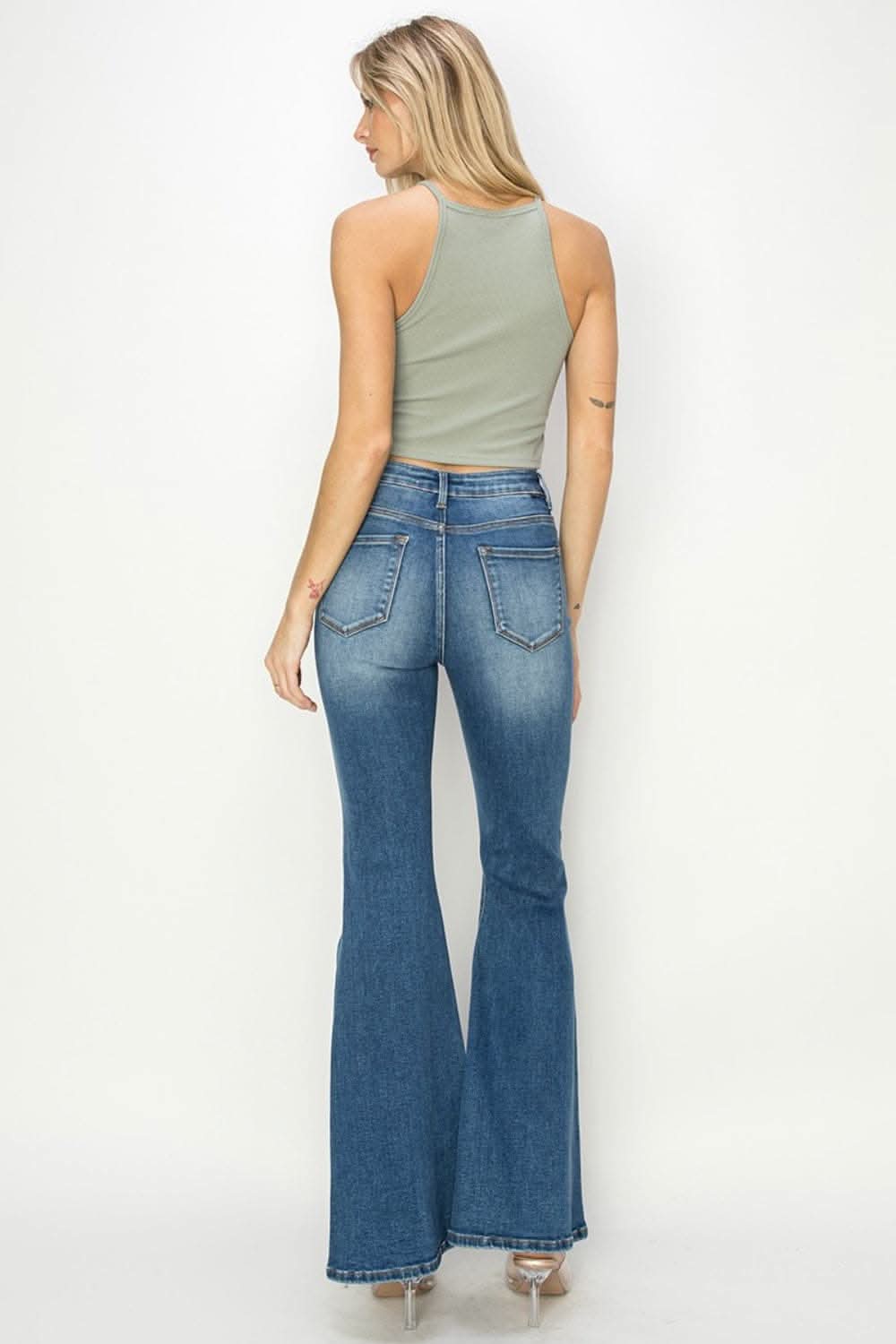 RISEN Full Size High Rise Front Seam Detailed Flare Jeans - Love Salve 