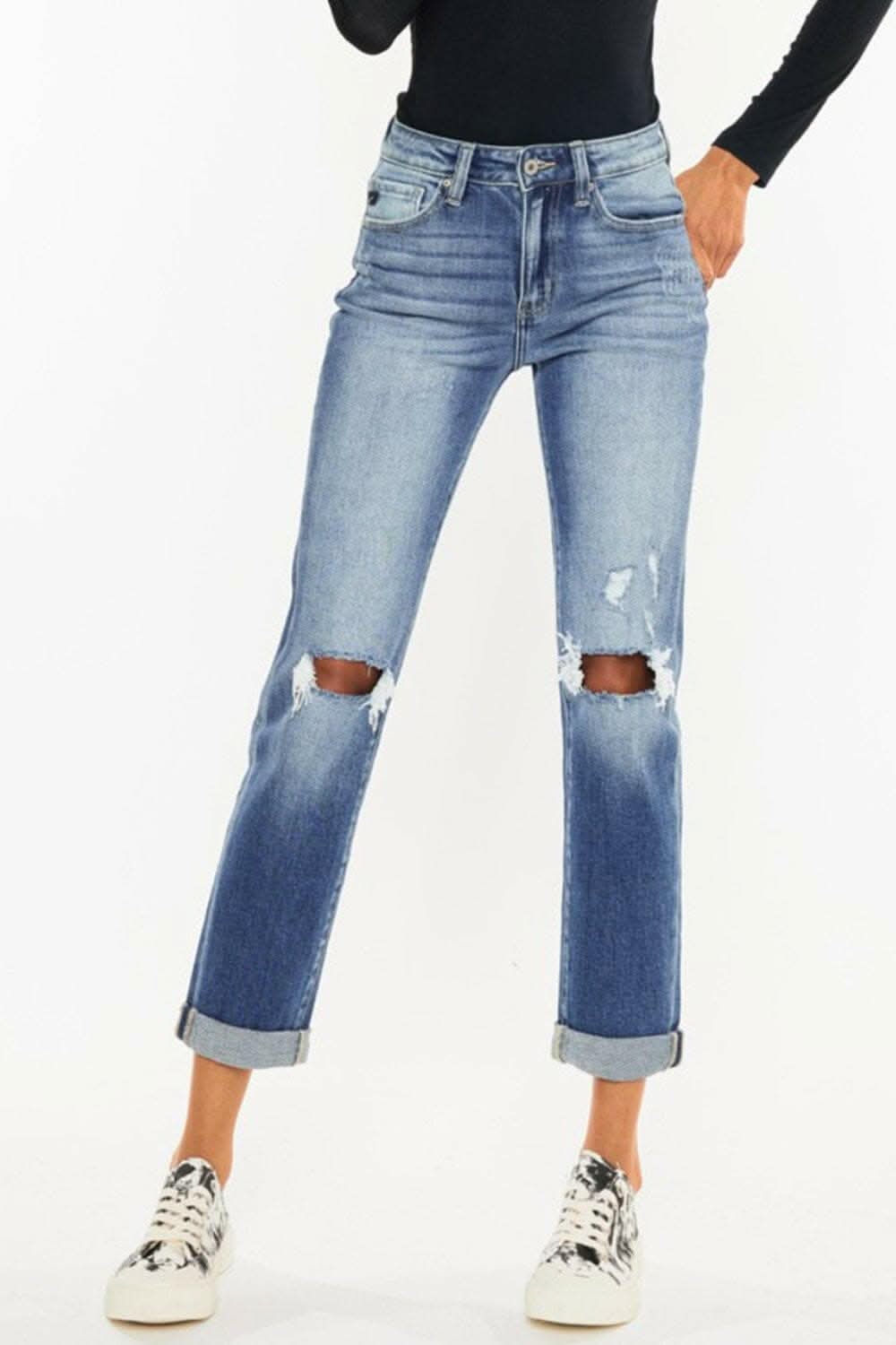 Rebel Chic Distressed Cropped Jeans 