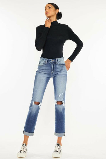 Rebel Chic Distressed Cropped Jeans 