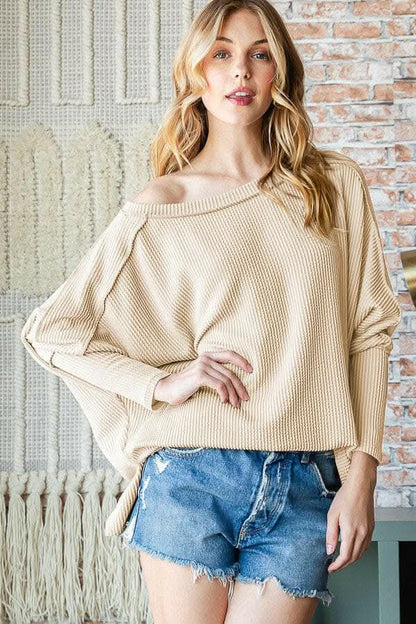 Reborn J Exposed Seam Lantern Sleeve Top - Love Salve 