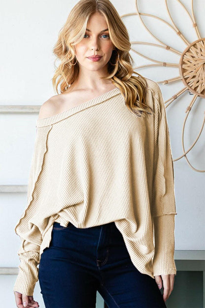 Reborn J Exposed Seam Lantern Sleeve Top - Love Salve 