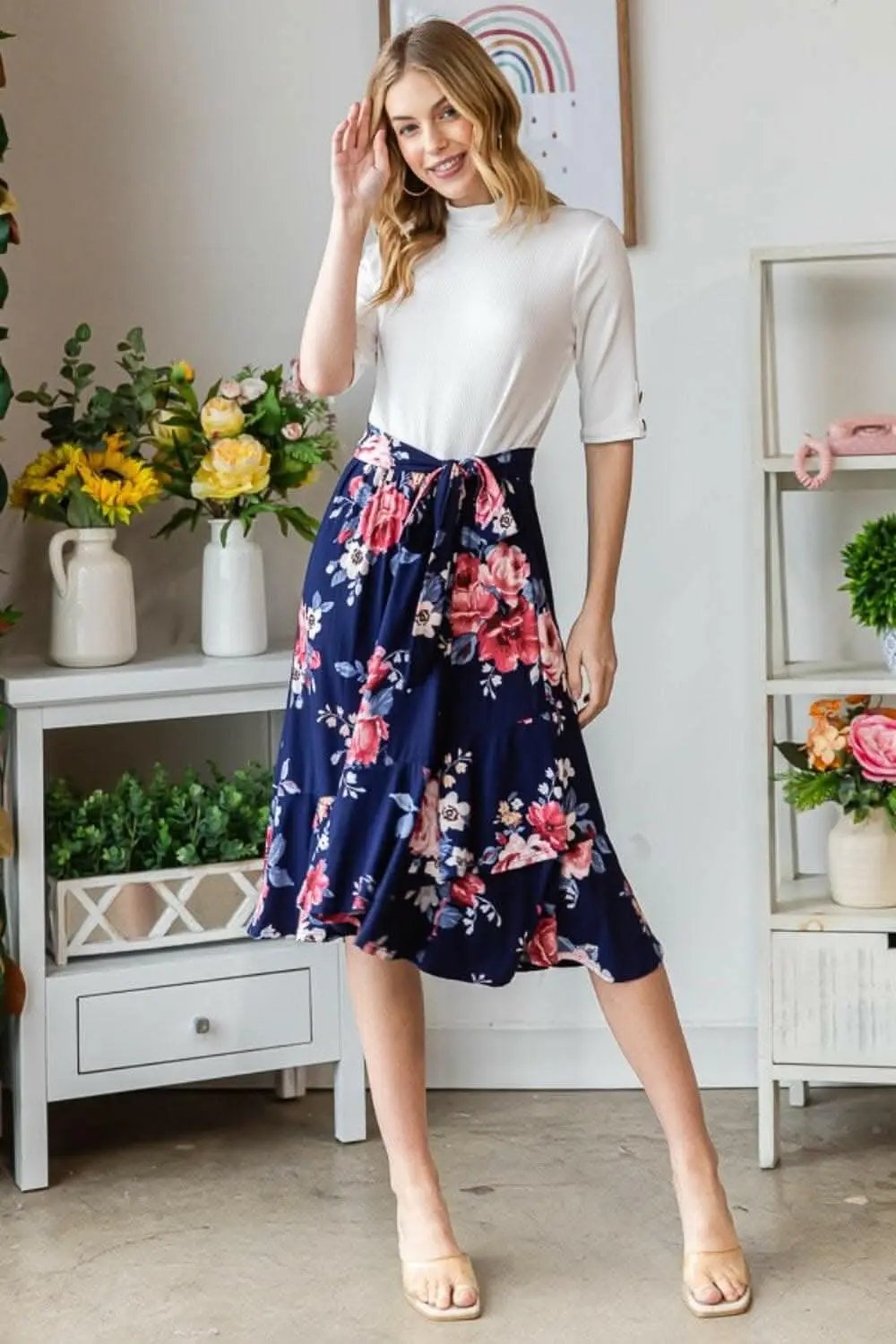 Reborn J Floral Wrap Ruffled Skirt - Love Salve 