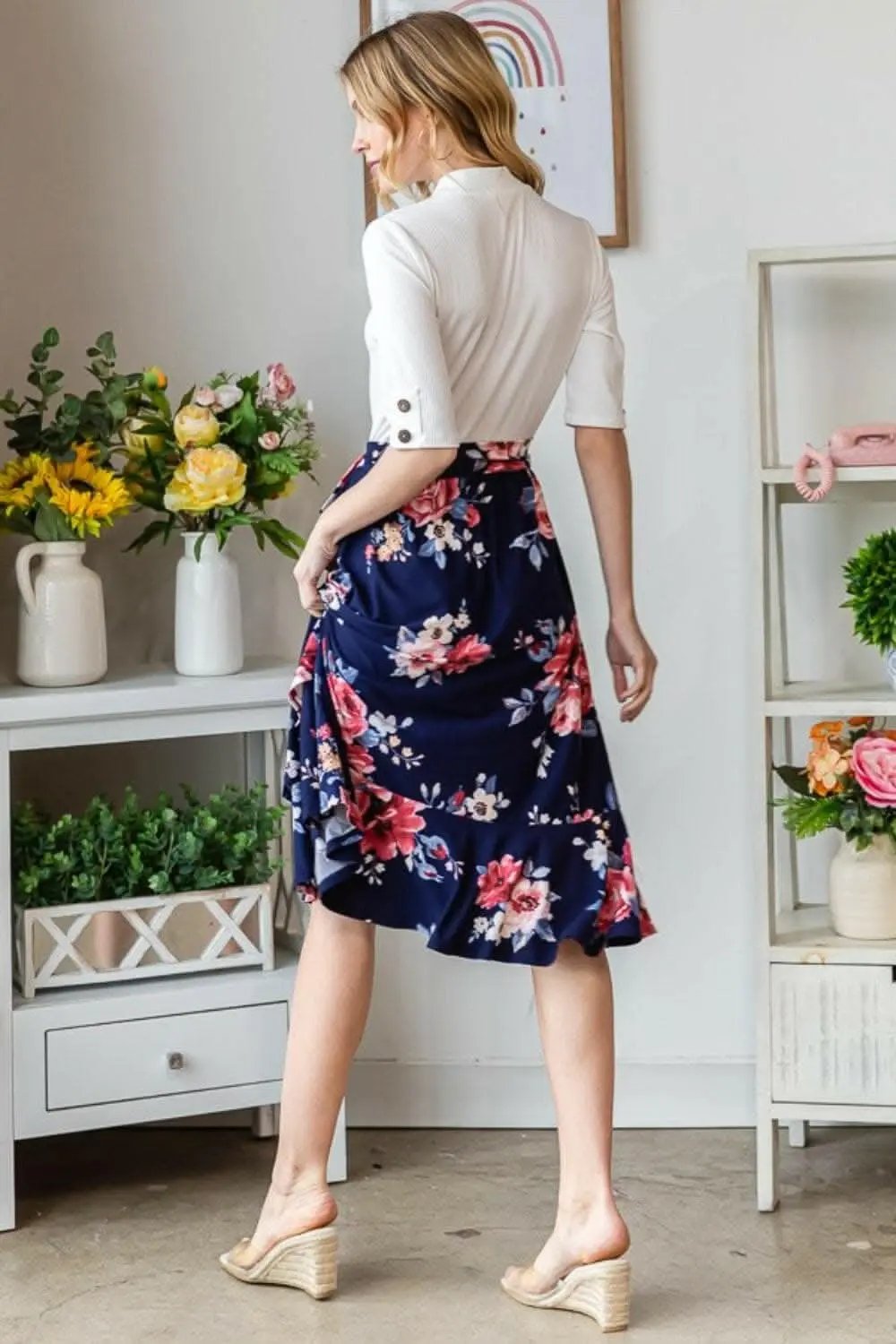 Reborn J Floral Wrap Ruffled Skirt - Love Salve 