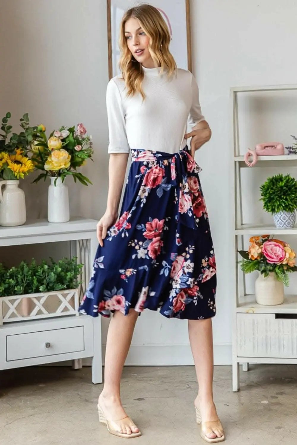 Reborn J Floral Wrap Ruffled Skirt - Love Salve 