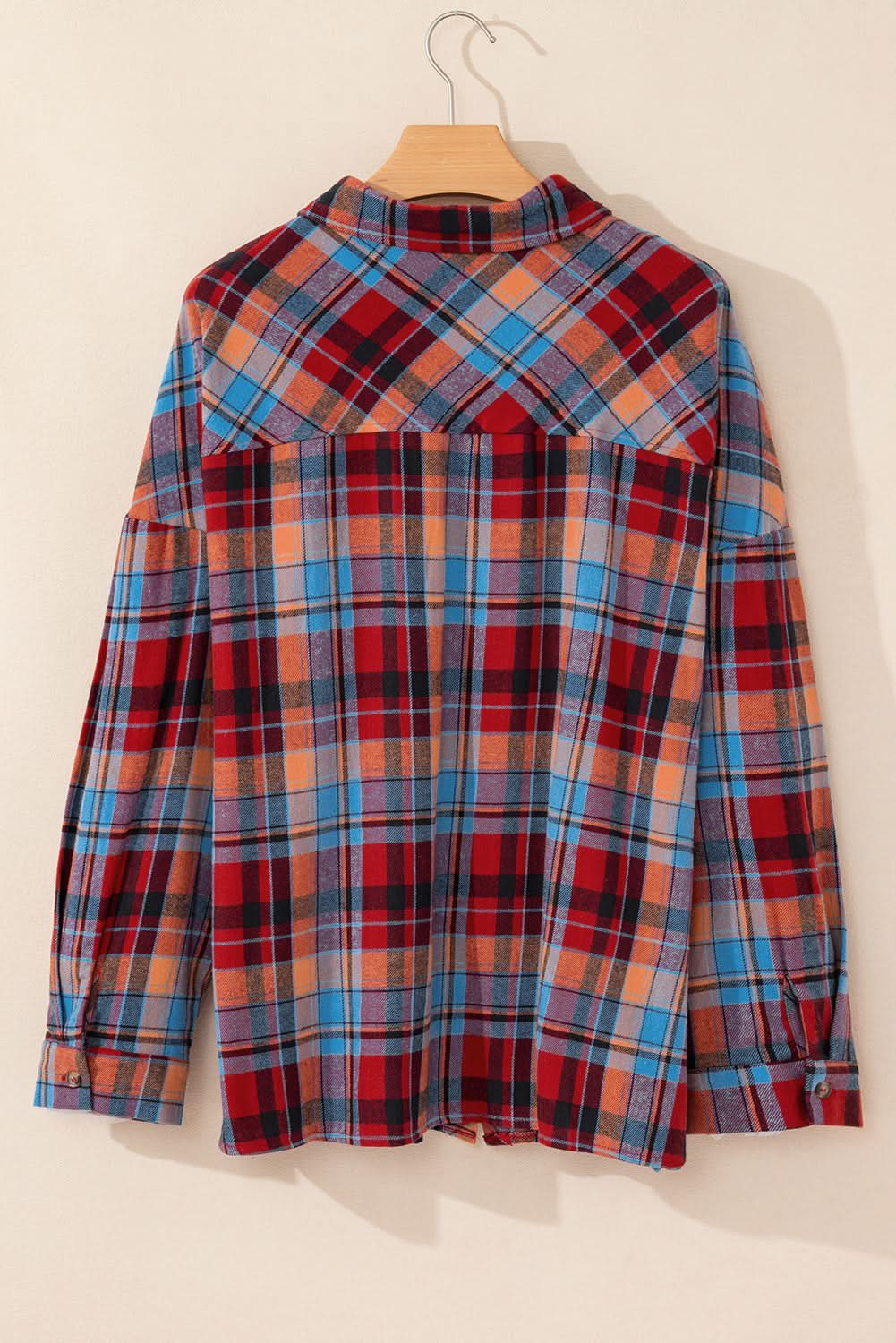 Red plaid plus size button-up shirt - Love Salve 