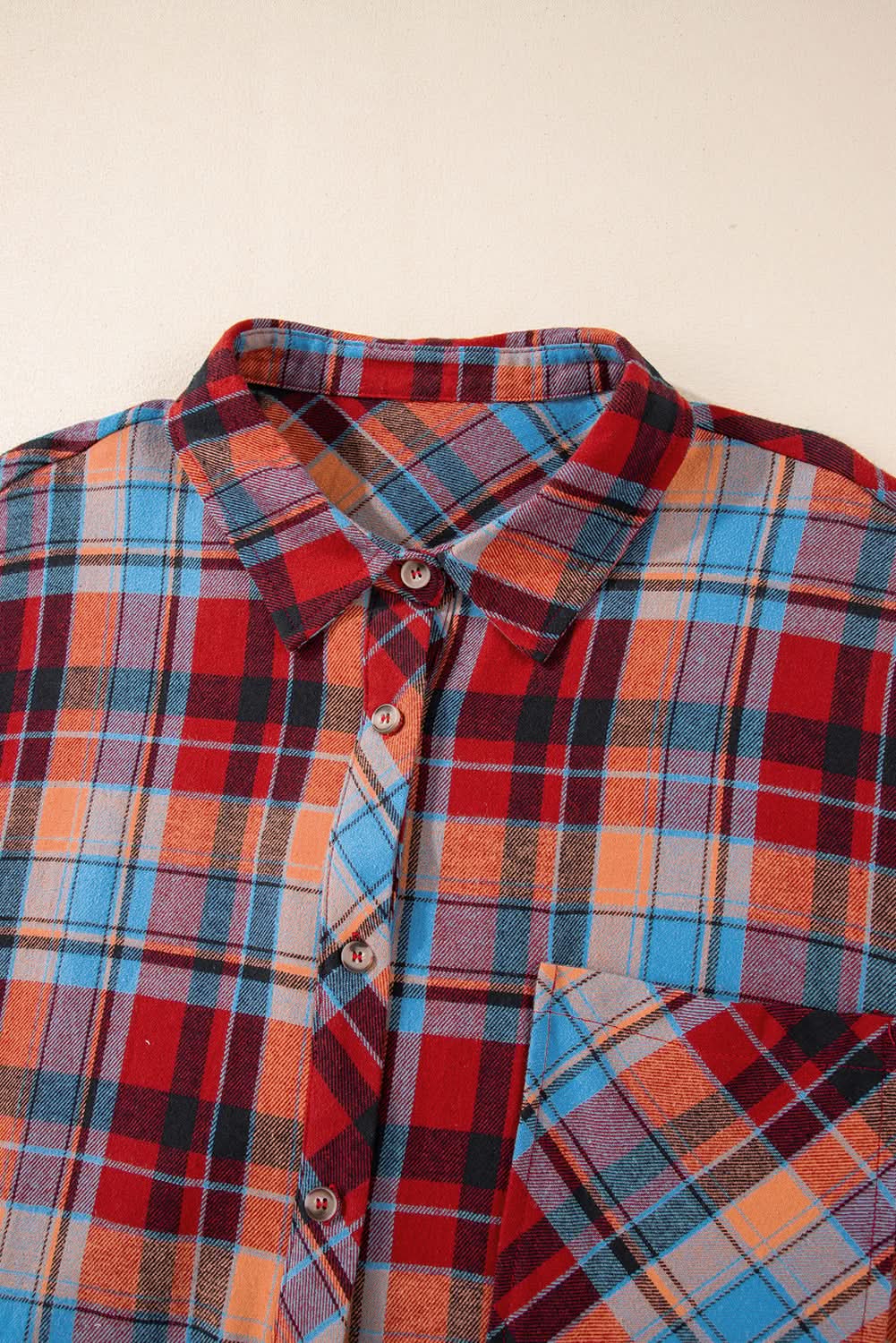 Red plaid plus size button-up shirt - Love Salve 