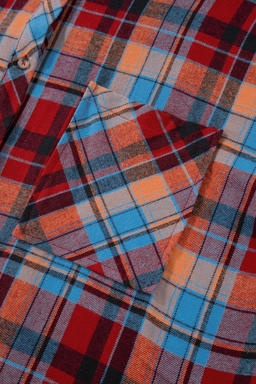 Red plaid plus size button-up shirt - Love Salve 