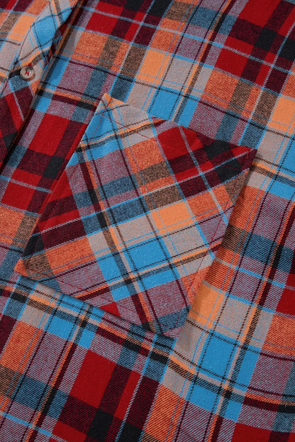Red plaid plus size button-up shirt - Love Salve 