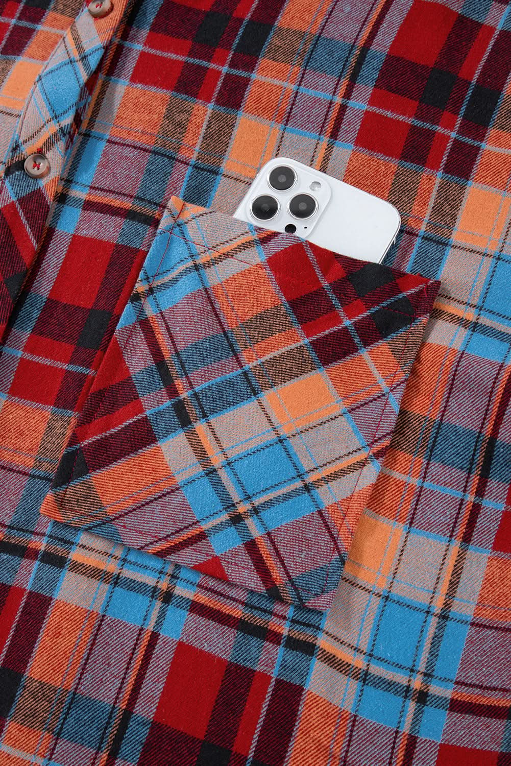 Red plaid plus size button-up shirt - Love Salve 