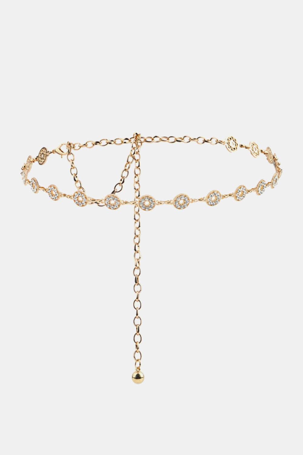 Rhinestone zinc alloy belt 25.6 in 