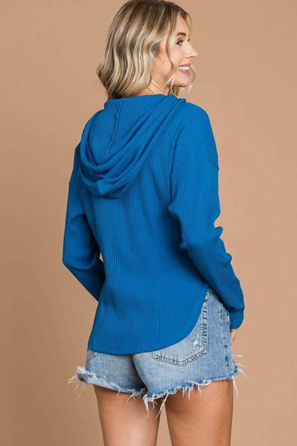 Ribbed Zip Up Drawstring Hooded Jacket with a Touch of Culture 
