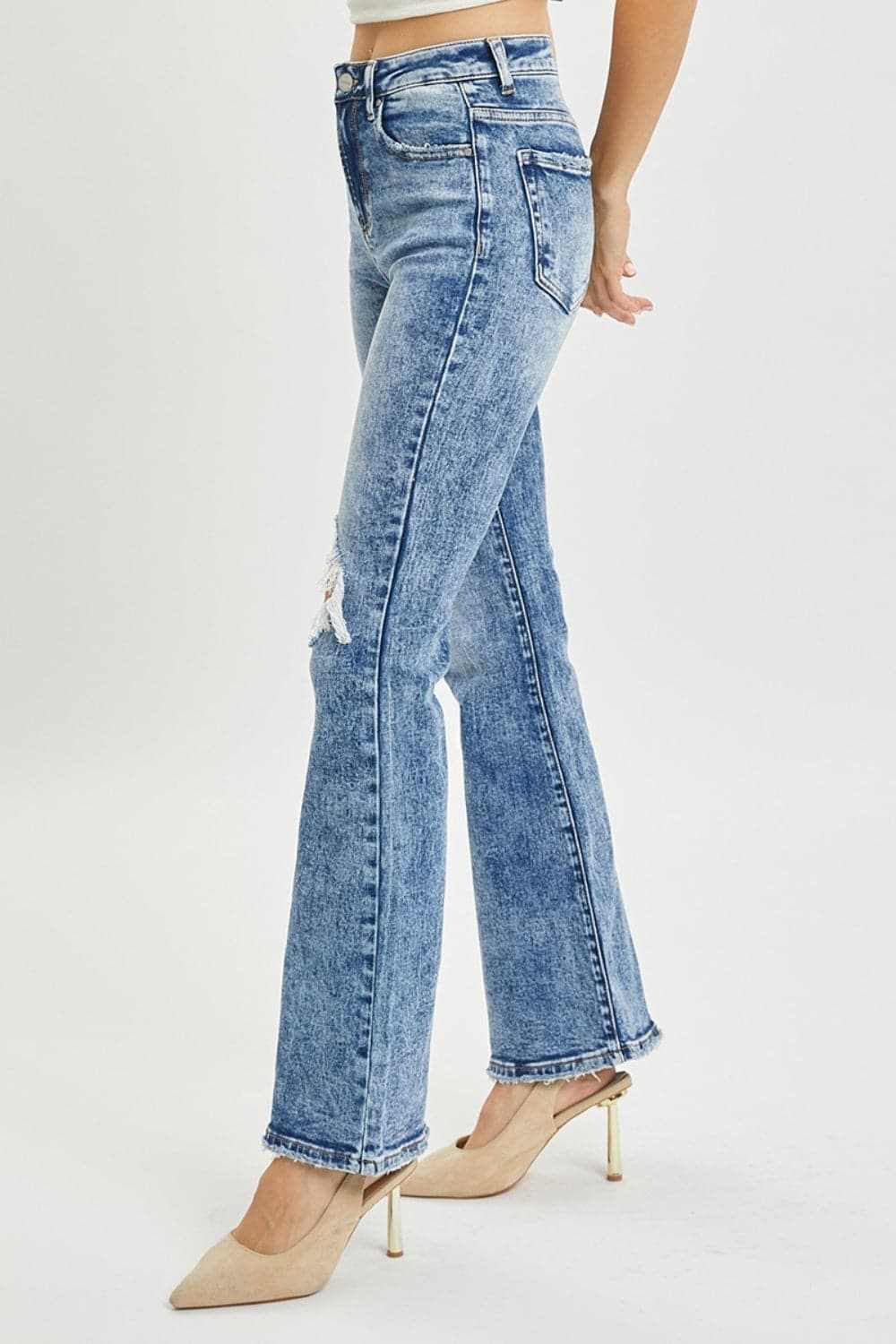 Risen high rise distressed flares - Love Salve 