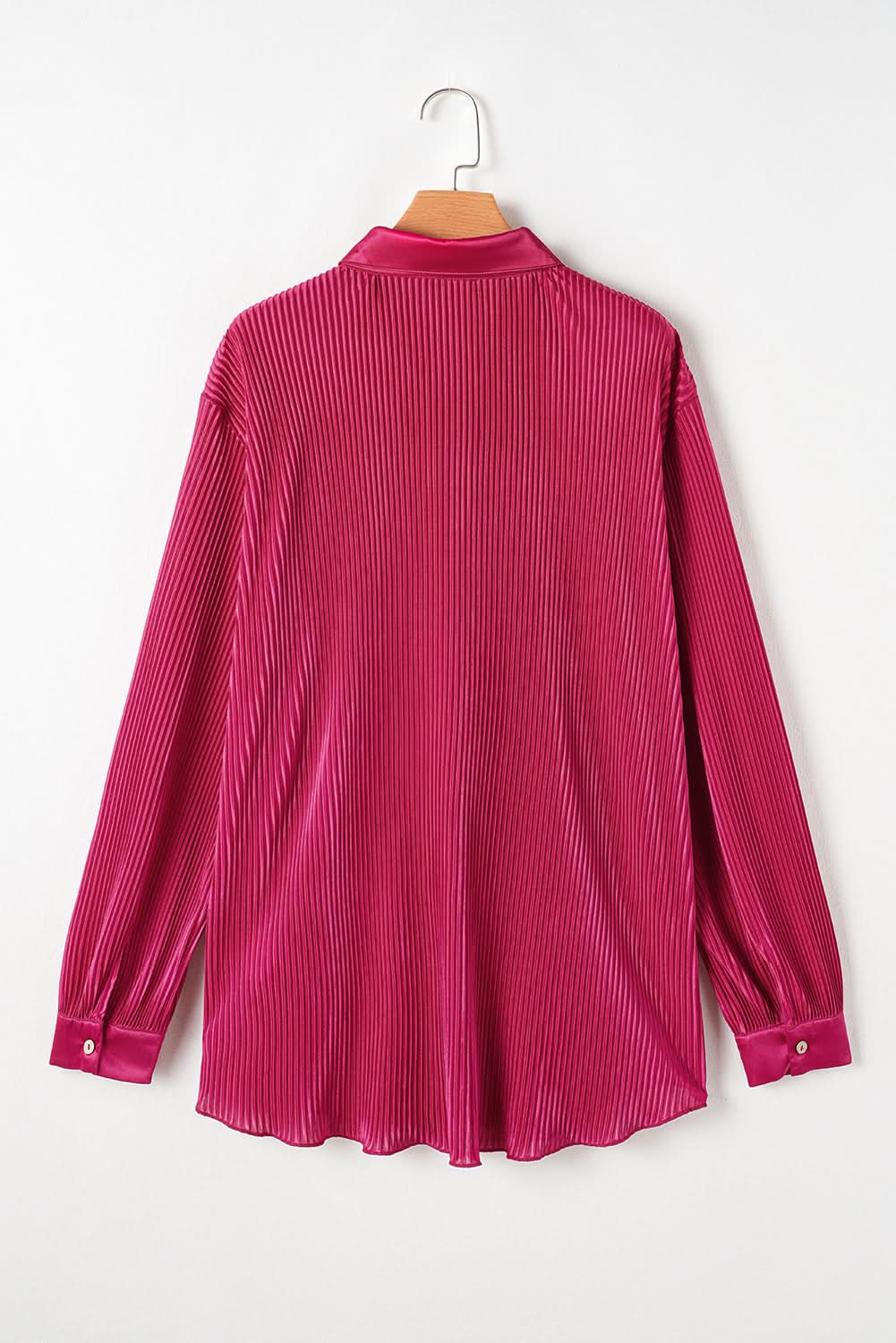 Rose Red Plus Size Ribbed Long Sleeve Shirt and Pants Pajama Set - Love Salve 