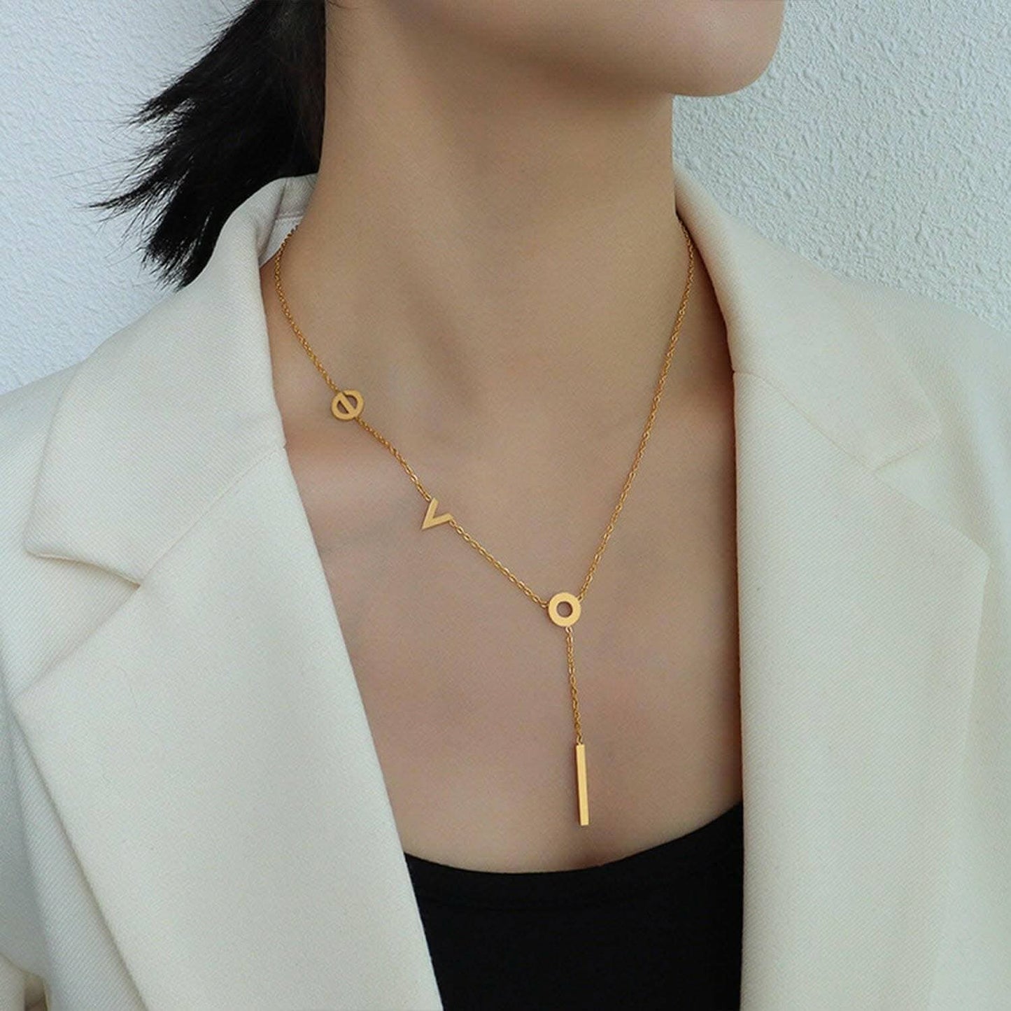 Rose gold monogram necklace 