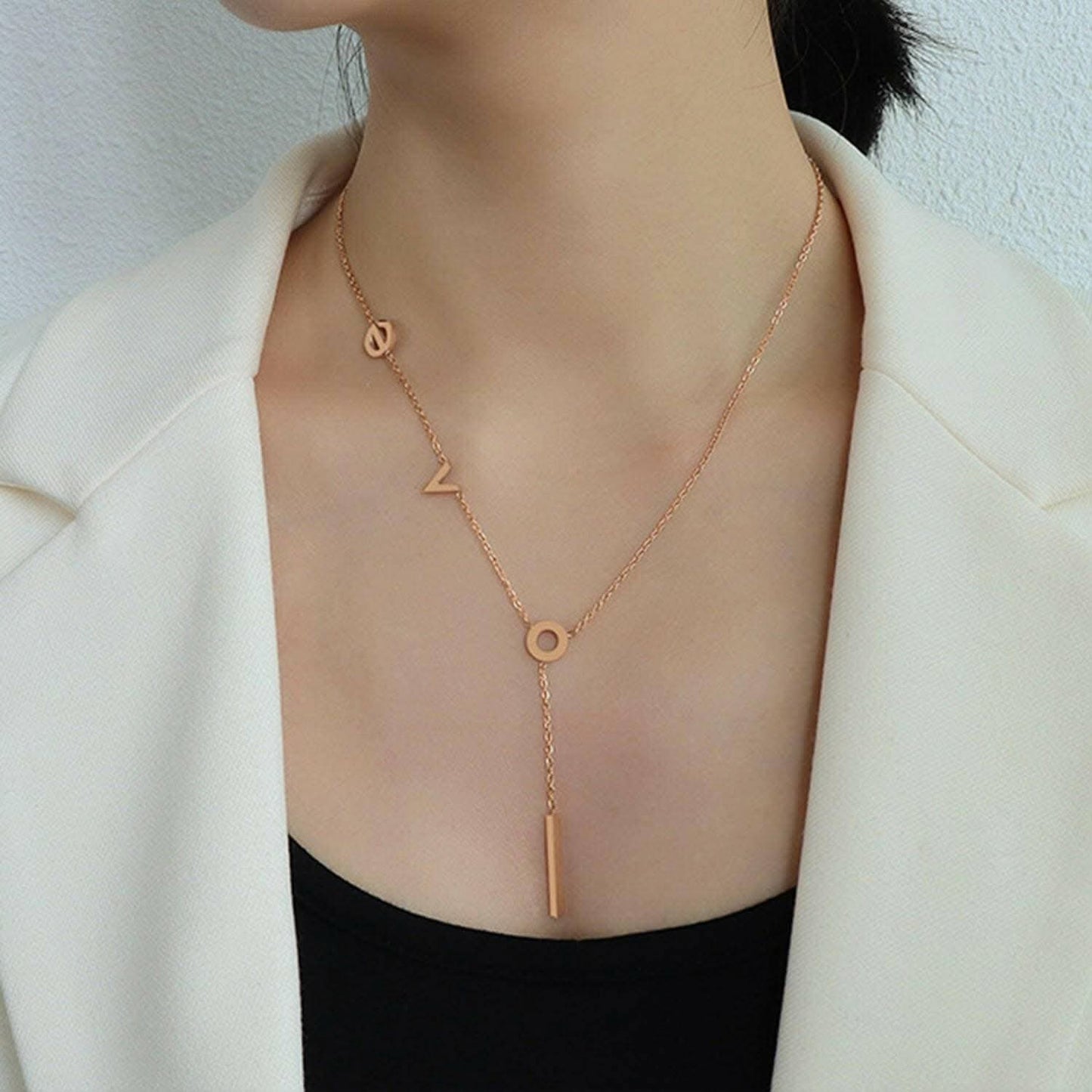 Rose gold monogram necklace 