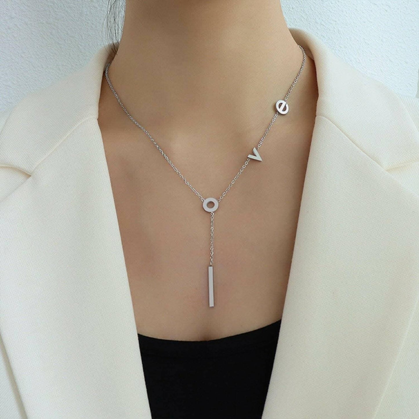 Rose gold monogram necklace 