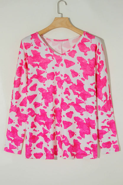 Rose leopard print plus size top - Love Salve 