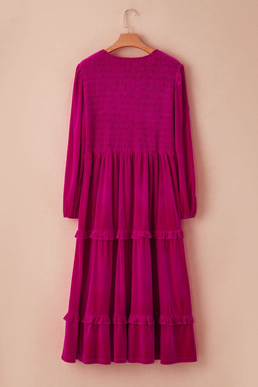 Rose red velvet plus size dress - Love Salve 
