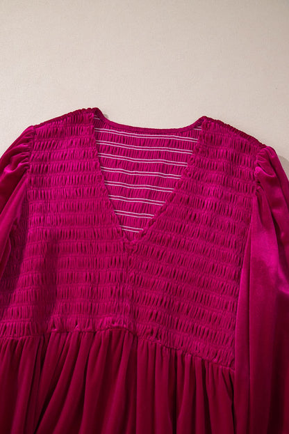 Rose red velvet plus size dress - Love Salve 