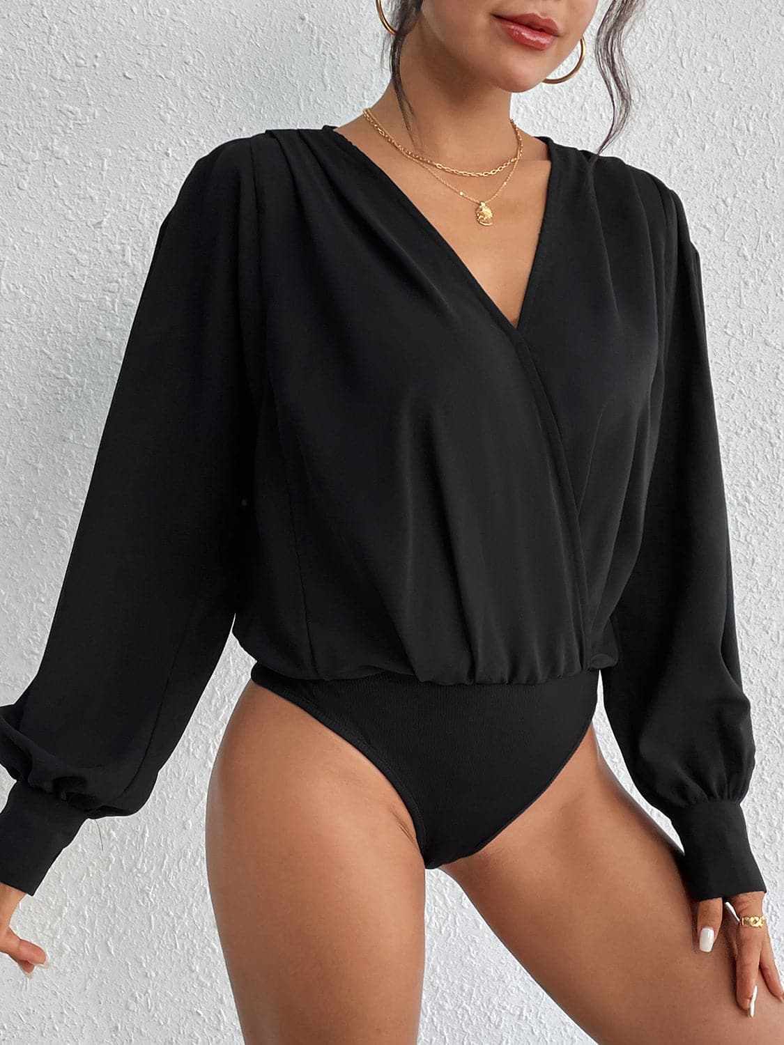 Ruched bodysuit with long sleeves - Love Salve 