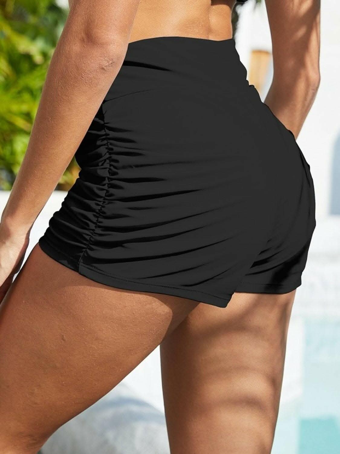 Ruched mid-rise swim bottoms 