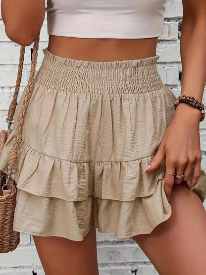 Ruffled Smocked Layered Shorts 
