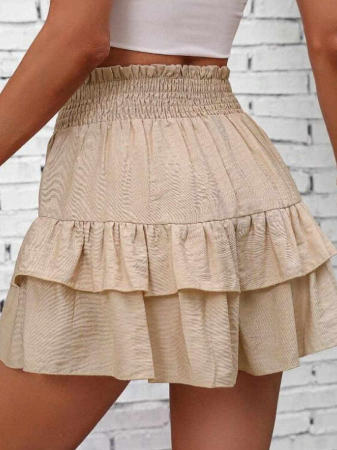 Ruffled Smocked Layered Shorts 