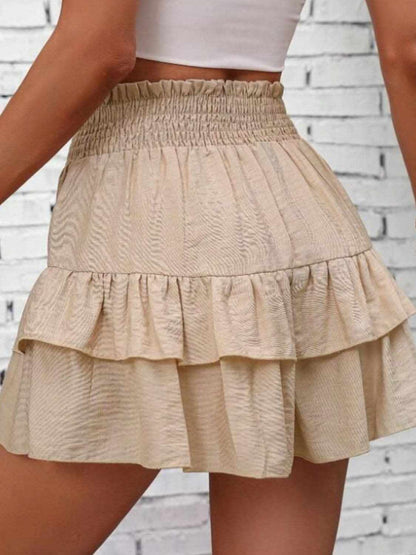 Ruffled Smocked Layered Shorts 