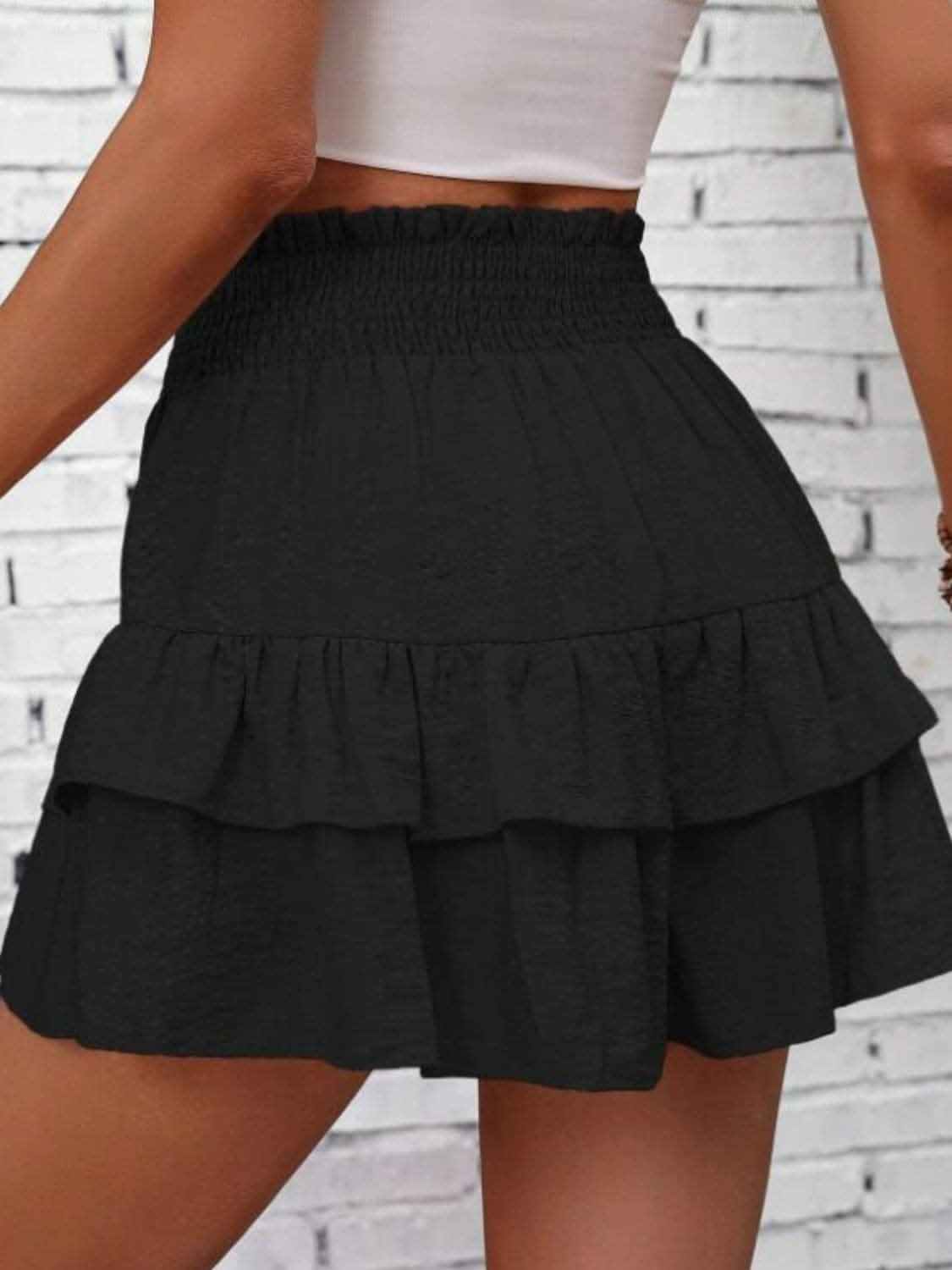 Ruffled Smocked Layered Shorts 
