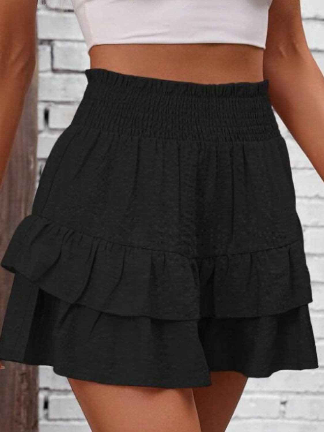 Ruffled Smocked Layered Shorts 