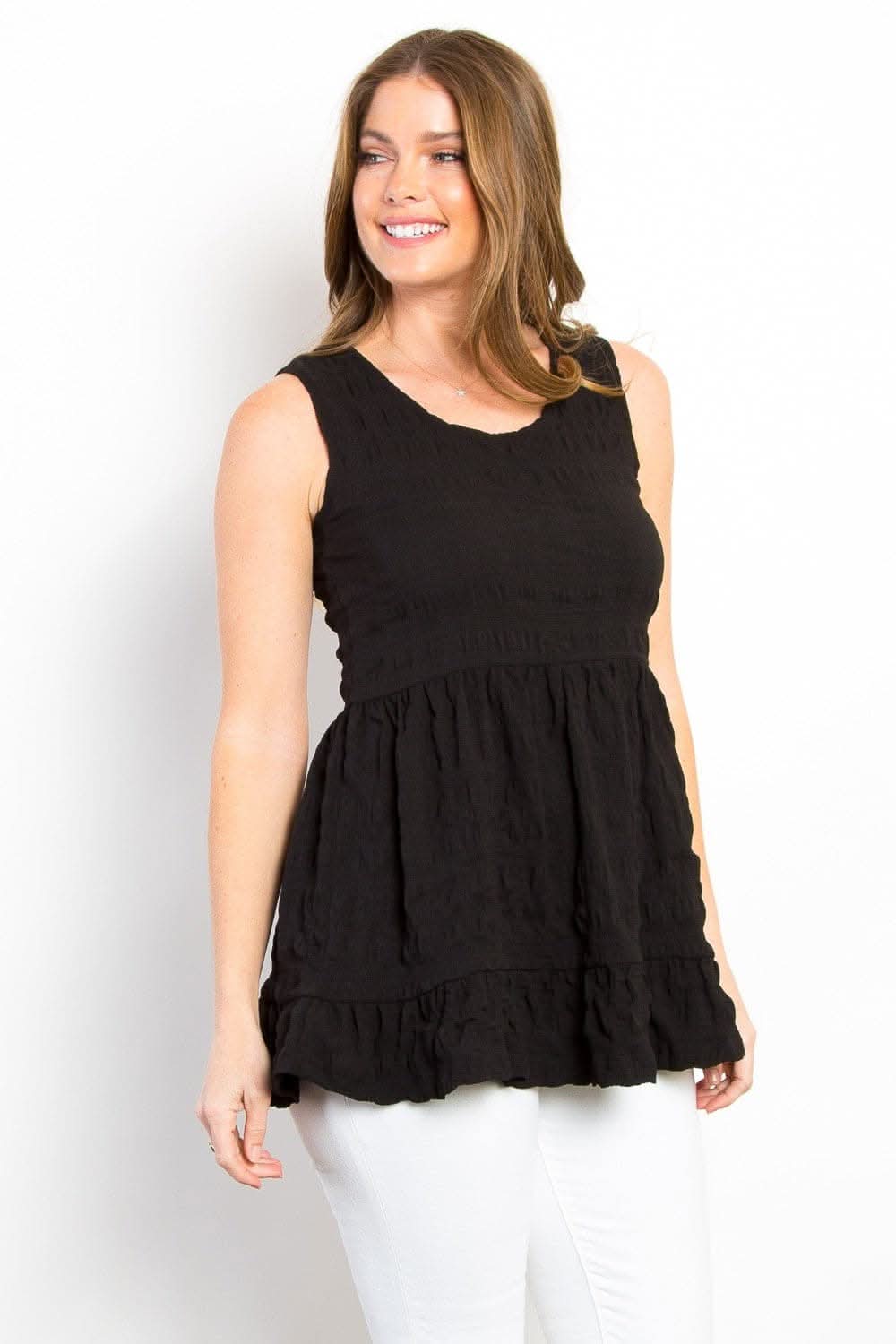 Ruffled sleeveless babydoll top - Love Salve 