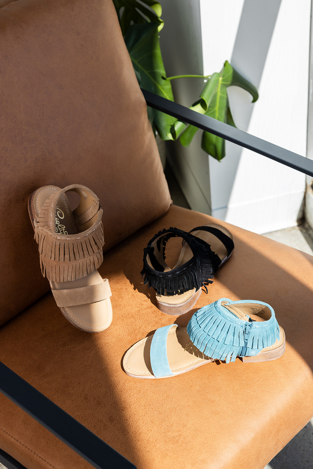Fringe Star Sandal Teal Boho Chic Faux Suede Side Zip Naughty Monkey