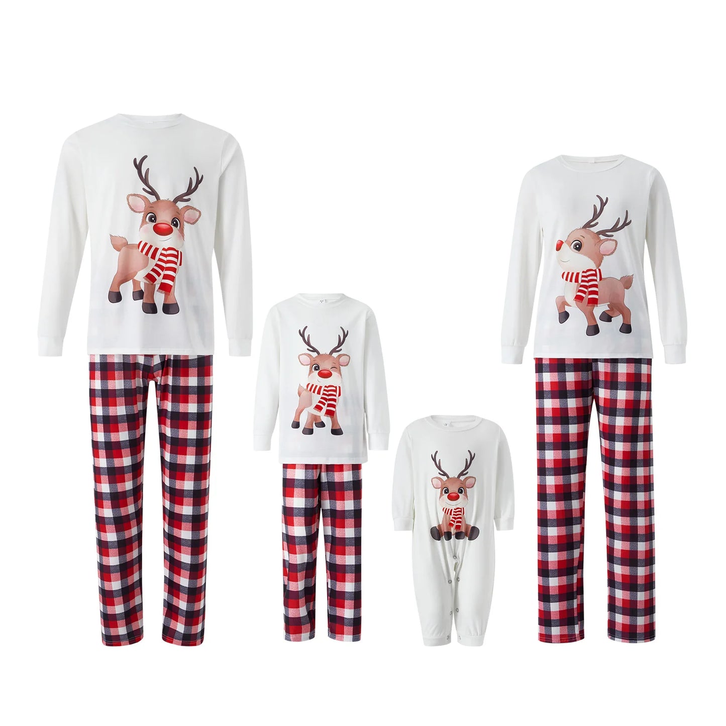 Family Matching Christmas Pajamas Outfits Long Sleeve Elk Printed Tops