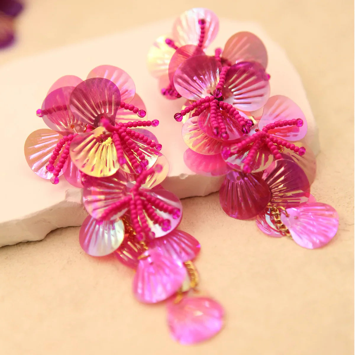 Colorful Shiny Large Shell Earrings for Bold Fashion Style - Love Salve 