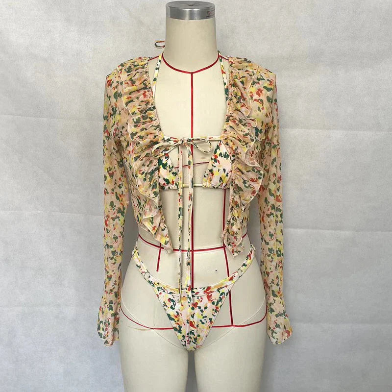 Shannon Three Piece Swimsuit for Stylish Beach Days - Love Salve 