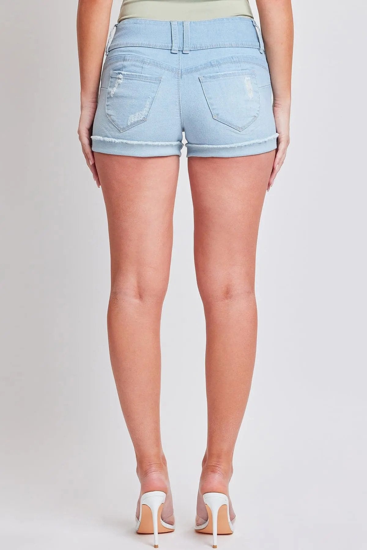 Women's WannaBettaButt 3 Button Cuffed Denim Shorts - Love Salve
