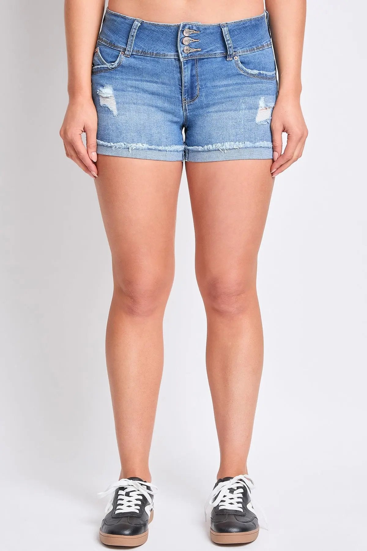 Women's WannaBettaButt 3 Button Cuffed Denim Shorts - Love Salve